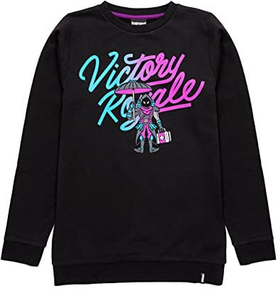 Fortnite Maglione Boys Kids Victory Royale Game Black Jumper T-Shirt 11-12 Anni