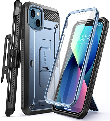 SUPCASE Unicorn Beetle Pro Ganzkörper Rugged Holster Schutzhülle für 6,1 Zoll iPhone 13 (2021), Metallic Blau