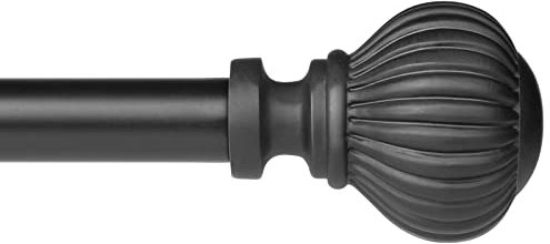 SZXIMU Small Black Curtain Poles for Eyelet Curtains,71 to 122cm telescopic Curtain Rods extendable for Small Windows or Door under 45 wide with Spherical Pumpkin Finials Improved Version