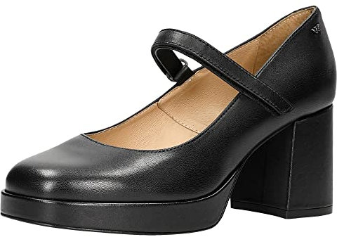 WOJAS - Pumps für Damen | Mary-Jane-Typ | Naturleder | Weiches Futter Lässiger Stil | 35083-51 - Schwarz, Größe 40