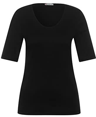 Street One Damen A317665 Basic Kurzarmshirt, Schwarz, 36