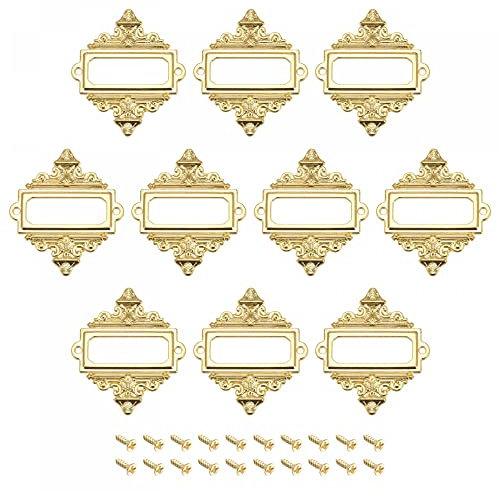 sourcing map 12Stk Metall Etikettenhalter Visitenkarte Rahmen für Regal Büro 55x62mm Goldton