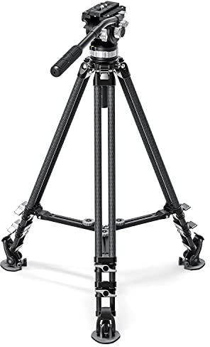 Leofoto - Treppiede video - Treppiede in carbonio per fotocamere - Capacità di carico di 10kg - Piedini estensibili - Altezza minima da 36,5 cm ad un'altezza massima di 169 cm - LVC-253C+BV-15