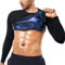 BODYSUNER Camicia per tuta da sauna per uomo Palestra Esecuzione Allenamento Camicie per esercizi Body Shaper Giacca da sauna a maniche lunghe, Blu, Medium