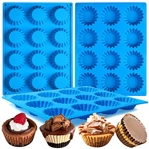 Sidosir 3 x Erdnussbutter-Tassenform, Silikon, Mini-Tarteform für Bissgröße, Fettbomben, Silikon-Schokoladenform für Brownie (Erdnussbutter-Tasse)