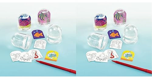 Baker Ross Schneekugeln mit Einlage zum Ausmalen „Meerestiere“ - zum Basteln für Kinder - Geschenkidee - 4 Stück (2er Pack)