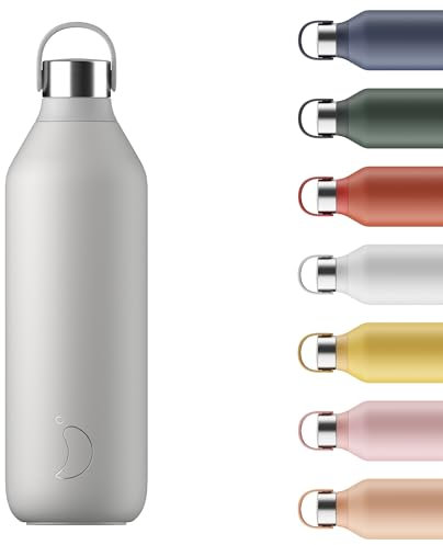 Chilly's Series 2 Gourde - Bouteilles isothermes en Acier INOX avec Double paroi, col Souple et poignée de Transport - Granite Grey, 1000ml