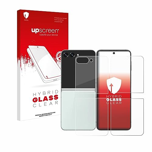 upscreen Schutzglas für Samsung Galaxy Z Flip 5 | (Display+Rückseite) Transparenter Displayschutz Made in Germany Klare 9H Schutzfolie Glas-Folie Montage-Set Anti-Fingerprint