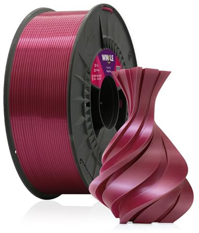 WINKLE PLA Silk Filament 1.75mm Rubin Rosa, 1kg Spule, 3D Drucker Filament Kompatibel mit FDM Druckern, 3D-Druckmaterialien, Maßgenauigkeit +/- 0.05mm, Leicht zu Bedrucken, Seidenfinish