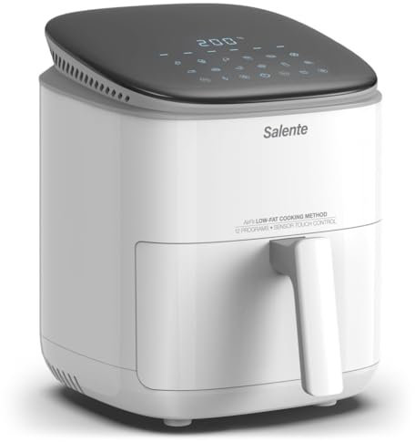SALENTE AirFit, Heißluftfritteuse mit 12 Programmen, 3,5 L, 1500 W, 30-200 °C, antihaftbeschichtete Fritteuse, spülmaschinenfest (Weiß)