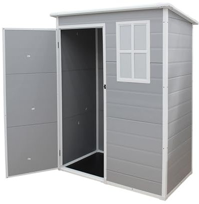 Panana Plastic Sheds Garden Storage Outdoor Shed House, Grey, 5 x 2.6' (A)