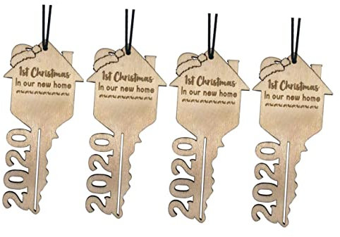 Amosfun 4 Stücke Holz Weihnachten Baum Dekorationen Weihnachten Keychain Handwerk für Home Party