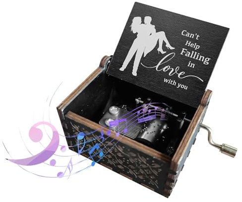 YWNYT Hölzerne Spieluhr, Can't Help Falling in Love Spieluhr Handkurbel Spieluhr für Liebhaber Freundin Freund Frau Ehemann Weihnachten Valentinstag (Typ 1)