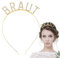 BETESSIN JGA Accessoires Frauen - Goldener Braut Haarreif im Strasssteine Stil - Metall Haarschmuck für Junggesellinnenabschied, Bachelorette Party, Brautaccessoires, Hochzeitsdekoration uvm.