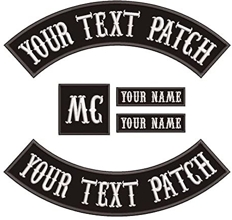 QIMAMADE Aufnäher, bestickt, für Motorrad, Biker, großes Abzeichen, Rückenaufnäher für Weste, Jacke, Jeans, schwarzer Namensaufnäher, zum Aufbügeln oder Aufnähen, Größe XL, 5 Stück