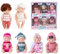 Fiotha Mini Babypuppe, 6 Stück Newborn Reborn Baby, 4,3 Zoll Puppen und Kleidung Set, für Mädchen, Kleinkinder und Kinder ab 3+ Jahren (Heimserie)
