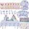zycBernoi 145 Pcs Meerjungfrau Partygeschirr Set, Meerjungfrau Kindergeburtstag Party Mitgebsel, Party Taschen, Meerjungfrau Geburtstag Geschirr mit Teller Tischdecken Tassen Servietten für Mädchen