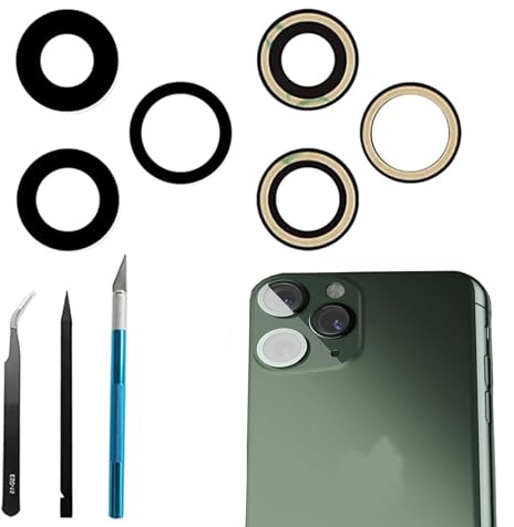 Dakexiong Juego de 3 Lentes de Cristal de Repuesto para cámara Trasera 11 Pro/11 Pro MAX para iPhone 11 Pro/11 Pro MAX + Kit de Herramientas de reparación, antiarañazos en la Lente