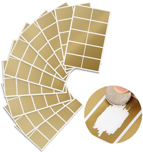 100 Stück Rubbelaufkleber Gold Groß 60x40mm Rubbellose Selber Machen Rubbel Etiketten Rubbelsticker Rubbeletiketten zum Aufkleben für Party Spiele Geschenk Postkarte Bastelarbeiten