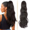 TESS Lange Pferdeschwanz Haarteil mit Kordelzug 66cm, Wellig Lockige Synthetische Ponytail Extension, Haarverlängerung Clip in Haarteile Haarzopf für Frauen Natürliches Schwarz