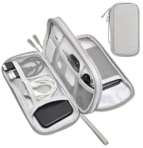 Mokhike Borsa per Cavi, Elettronici Porta Cavi Organizer Viaggio, Accessori Borsa Custodia, Borsa Universale Organizer Cavi Portatile per USB, Schede SD, Caricabatterie, Hard Disk (blu)