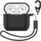 Charlam Case Kompatibel mit Airpods 4 Hülle 2024, Weiche Ganzkörper-Hülle Stoßfeste Schutzhülle für Apple AirPods 4 Generation Hülle mit Silikon Lanyard und Karabiner, Schwarz