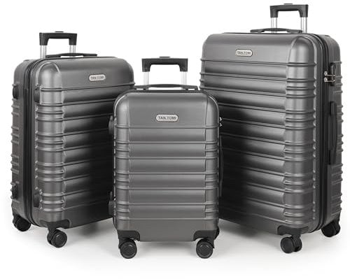MoFut Koffer Set 3-Teilig Hartschale | Leicht ABS-Reisekoffer Set mit 360°-Spinner-Rollen, Gepäck-Sets mit 3 Stelige-Zahlenschloss & Teleskopgriff | Luggage Set (M-L-XL, Dunkelgrau)
