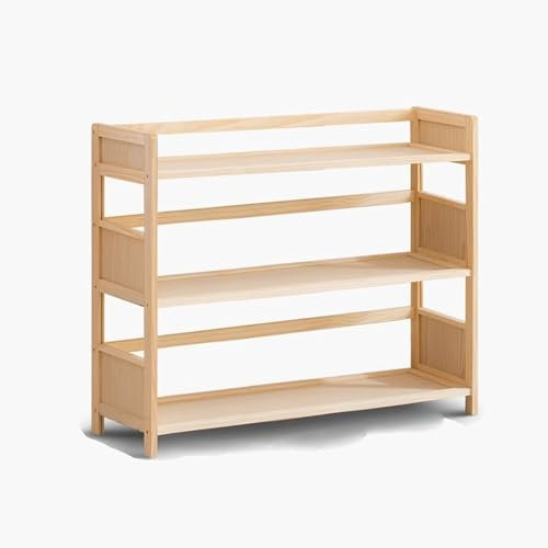 GLMGBP Mehrschichtiger Lagerschrank aus Massivholz, offene Vitrine, Fallschutzstange an der Rückseite der Vitrine, solide, kräftige Säule, geeignet für Wohnzimmer, Arbeitszimmer usw. (Farbe: Holzf