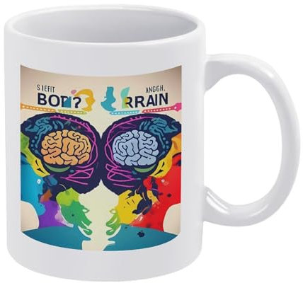 Kaffeetasse für Links- und Rechtshirngehirn-Vorteile mit Griff, lustige große Teetassen für Erwachsene, Keramik, Kaffeetasse für Männer und Frauen, Büroarbeit, geeignet für Spülmaschine und Mikrowelle