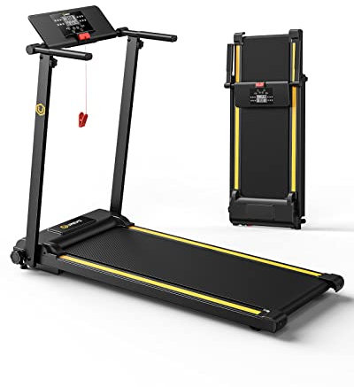 UREVO Treadmills for Home Foldable with 12 HIIT Modes, 1-10 KM/H Walking Pad Running Machine, Compact Portable Folding Treadmill with LCD Display, Full Exercise - Aerobic and Anaerobic Balance