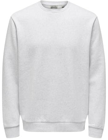 ONLY & SONS Herren Onsceres Crew Neck Noos, Super Light Grey Melange, M