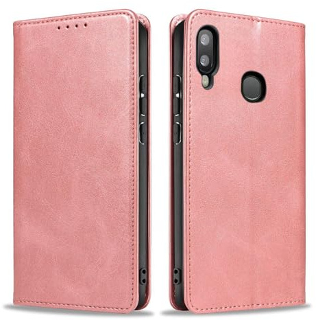 LBH Handyhülle Smartphone-Hülle für Samsung Galaxy A20e Klapphülle Magnetverschluss Kartenfächer Geldfach Standfunktion Case Etui Rundumschutz Schutzhülle Rosa