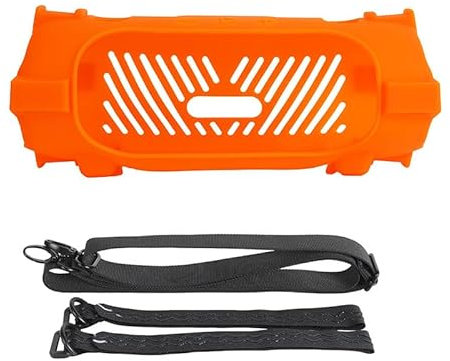 XBERSTAR Silicone Case Cover for JBL Charge 6 Speaker Protective Case Travel Carrying Cover with Shoulder Strap (Orange)