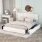 Doyisy Doppelbett, Polsterbett, Kingsize Polster Plattform Bett mit Vier Schubladen auf Zwei Seiten, Verstellbares Kopfteil (Beige, 160 * 200cm)