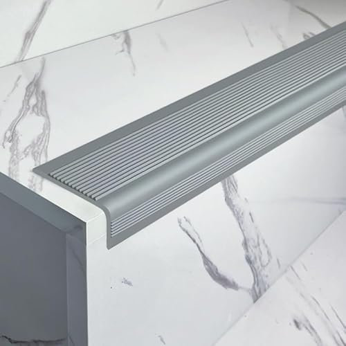 L-förmige PVC Treppenkantenprofil, Selbstklebend Winkelprofil, Flexible Gummi Rutschfeste Treppenkante, Vinyl-Kantenstreifen Für Den Innen- Und Außenbereich(Gray,5x2.5x100cm)
