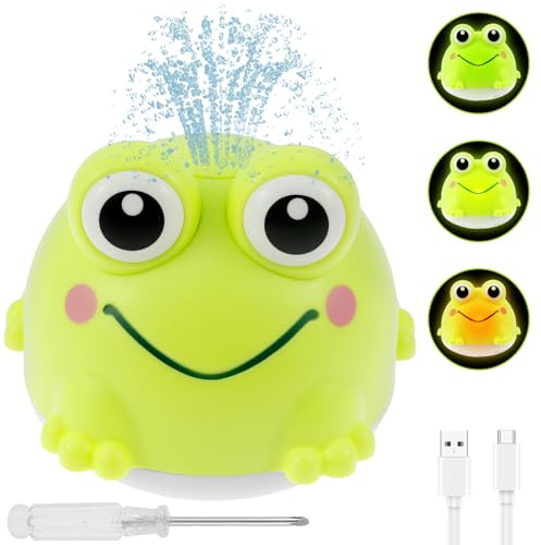 harupink Badewannenspielzeug,Frosch Spray Wasserspielzeug mit Licht,Automatischer Wasserspray Badespielzeug Baby,Wiederaufladbare badewanne Spielzeug Baby ab 1 Jahr,Badewann Spielzeug Kinder Geschenk