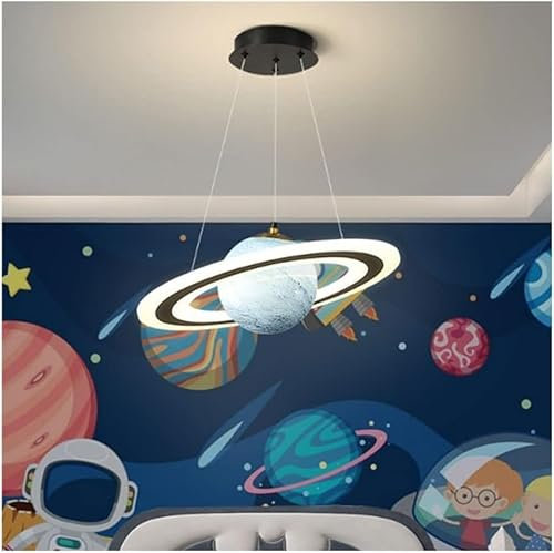 Lustre en Verre Planet Blue Boy and Girl Room Lampe Suspendue en Verre Lampe Suspendue for Chambre à Coucher,lustres