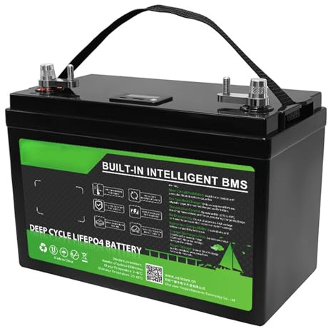 HJGHY Batteria LiFePO4 da 12 V e 120 Ah con BMS Integrato da 100 A, 15.000 cicli Profondi, Ricaricabile, per sistemi solari, Camper, imbarcazioni, furgoni