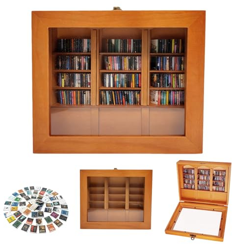 Carreuty Anxiety Bookshelf with 200 Mini Books, Mini Bookshelf Bookshelf Ornament Decor Shake Away Your Anxieties Miniature Book Display Shelf Wooden for Stress Relief Gifts Home Room Office Decor