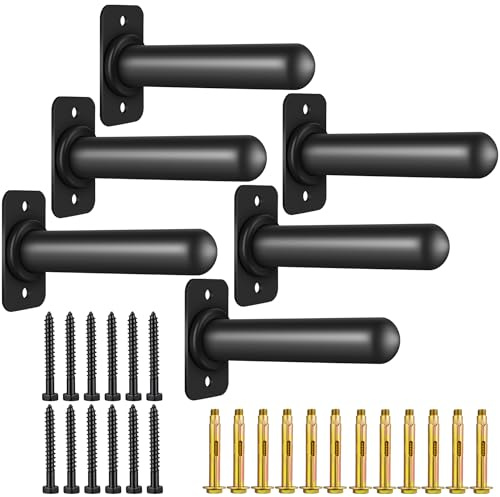 KDNVPS Wall Mounted Weight Plate Holder for 2 Olympic Plates, Heavy Duty Steel Weight Rack Storage, Space Saving Wall Mount Home Gym Organizer (2 Inch Rounded End, Pack of 6)