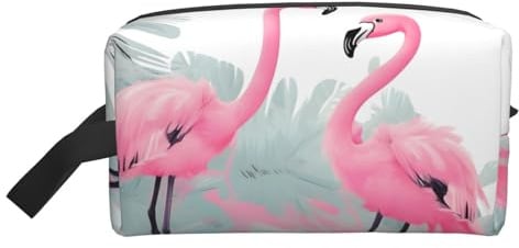 Trousse de maquillage de voyage – Pochette de rangement à imprimé désert du Sahara, organiseur portable de toilette et de maquillage pour femmes, hommes, usage quotidien, Flamant rose, Taille unique
