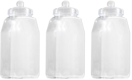 YöL Pack of 3 1150ml Clear Plastic Rectangular Sweet Jar With Screw Top Lid Candy Storage Container Reusable Treat Jar For Sweets Biscuits Chocolate Pantry Kitchen Party Display