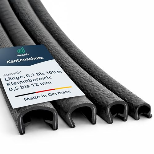 diconfa Kantenschutz - Klemmbereich 0,5mm bis 12mm - Länge: 0,1m bis 100m - Kantenprofil PVC mit Stahleinlage schwarz matt selbstklemmend AUSWAHL: 9-12mm, 27m lang - Blech Glas Autotür Holz