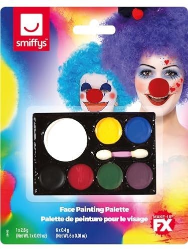 Smiffys Make-Up FX, 7 Colour Palette, Grease, with Facepaints & Applicator