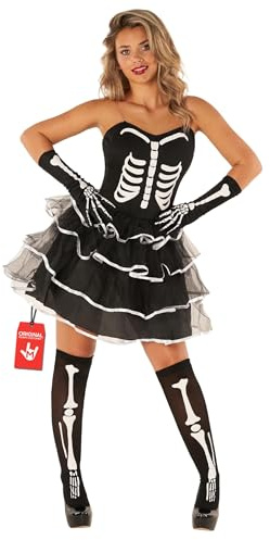 Fun Shack Deguisement Squelette Femme, Costume Ossements Halloween | Robe Tutu à Ossements, Bas & Gants Assortis, Look de Squelette, À Enfiler, Parfait pour Halloween, Idéal pour se Déguiser