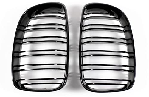 1023174 Nieren Kühlergrill SATZ 2x Zubehör Sport Frontgrill Modified Grill Niere Schwarz Glanz Doppelsteg ABS-Kunststoff X-Parts für 1er E81 E82 E87 E88