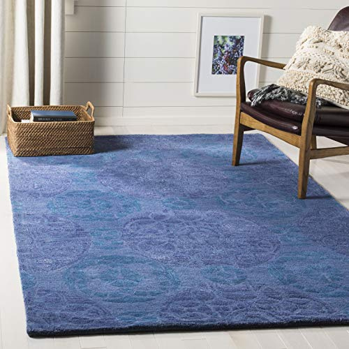 SAFAVIEH Wyndham Collection Area Rug - 6' x 9', Blue, Handmade Modern Wool, Ideal for High Traffic Areas in Living Room, Bedroom (WYD376E)