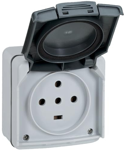 Legrand 091657 Steckdose wasserdicht Plexo komplett Ausputz 3P+T+N, 20A, IP55, grau