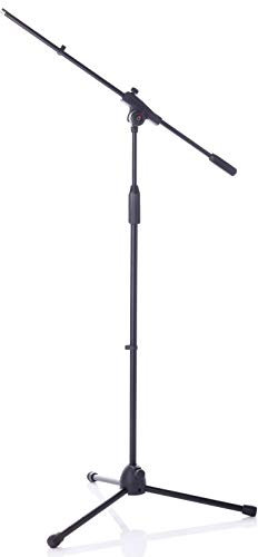 BESPECO MS30NE - Asta microfonica a giraffa con alloggio per plettri, nera