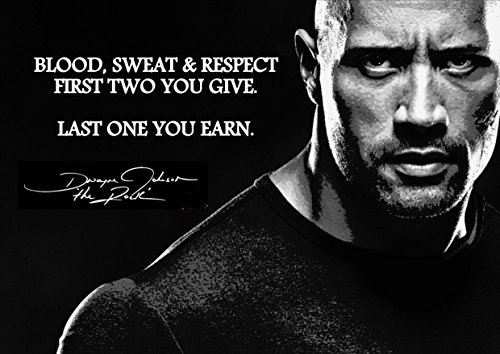 Mark Mountford The Rock Poster mit Autogramm, Motivationszitat, Schwarz, 77,5 x 51,6 cm, Wohnzimmerdekoration
